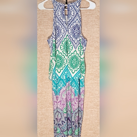 New Directions Asymmetrical Dress - Blue, Green, Purple Size 14 - Picture 2 of 6